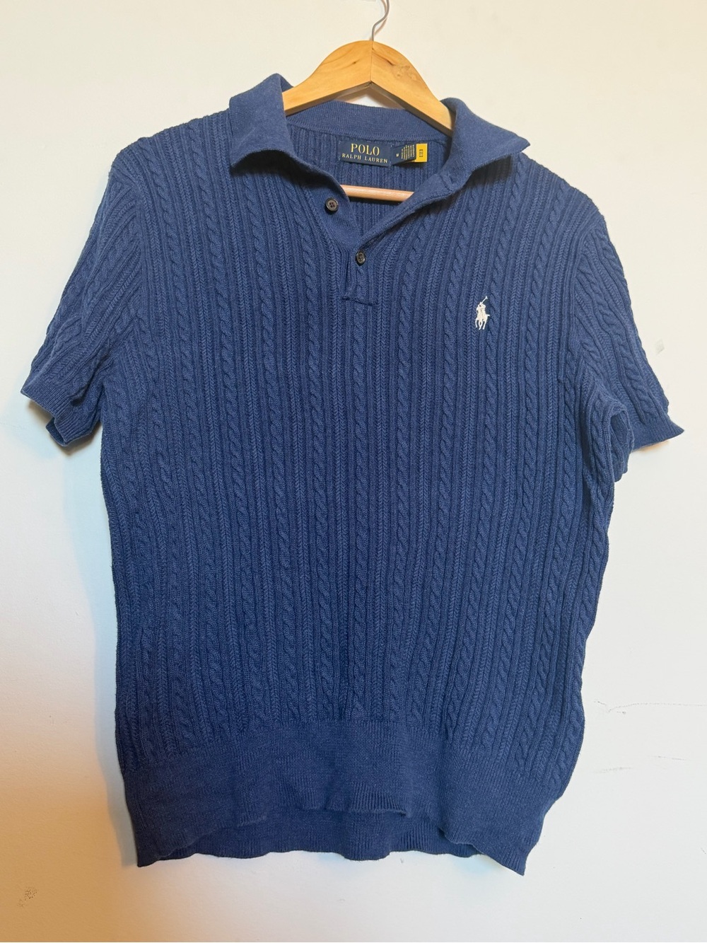 Ralph Lauren Navy Cable-Knit Polo Shirt